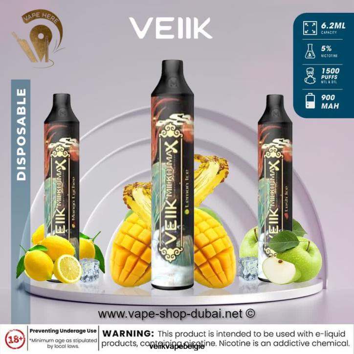 VEIIK Micko MAX wegwerpvape 1500 trekjes mango-lychee 462F42 - VEIIK Micko Q België